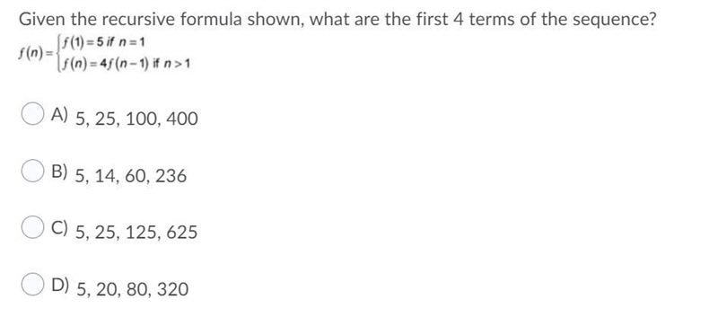 Given the recursive formula shown, what are the first 4 terms of the sequence?-example-1