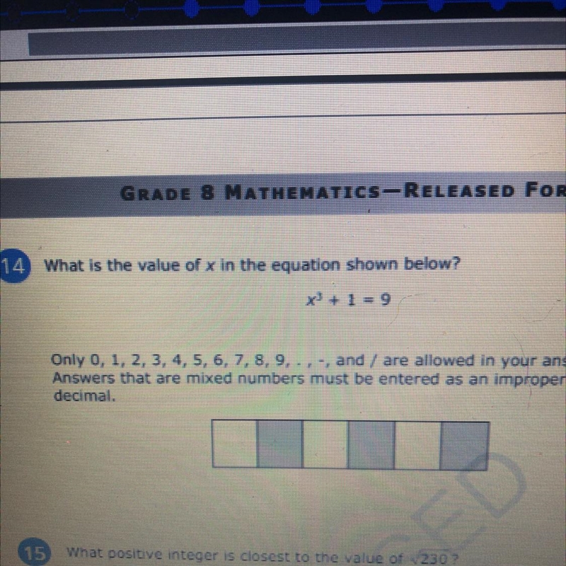 What is the value of x in the equation shown below x^3+1=9-example-1