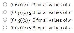 If f(x)=lxl+9 and g(x)=-6, which describes the range of (f+g)(x)?-example-1