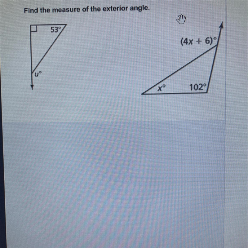 Find the measure of the exterior angle-example-1