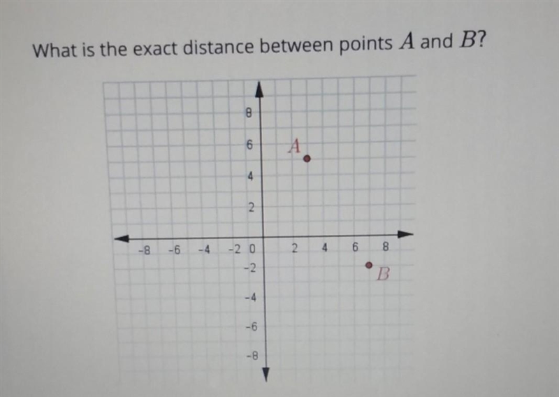 What is the exact distance between points A and B​-example-1