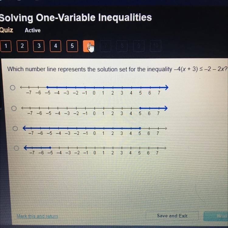 Which number line represents the solution set for the inequality ? HELP PLEASE-example-1