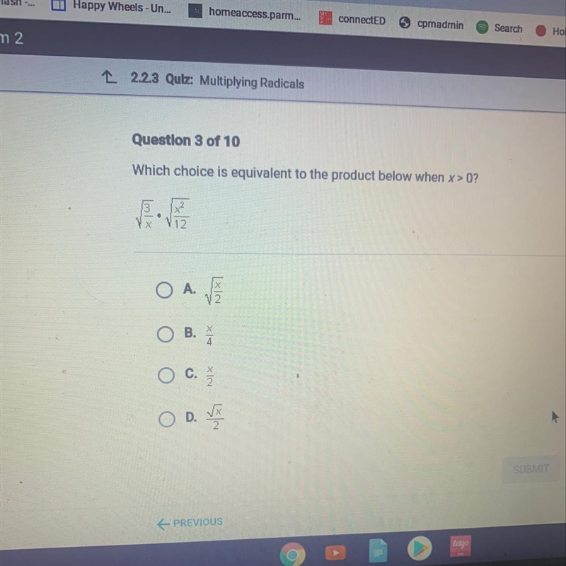 Help Which choice is equivalent to the product below when x > 0-example-1