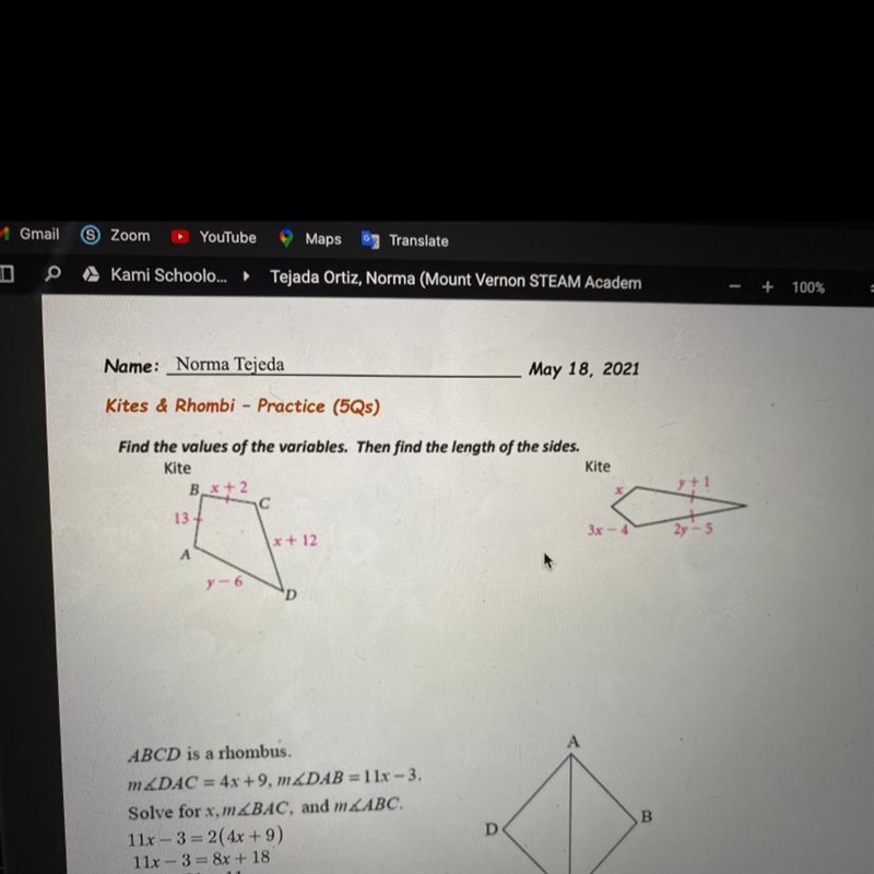 Find the values of the variables. Then find the length of the sides.-example-1