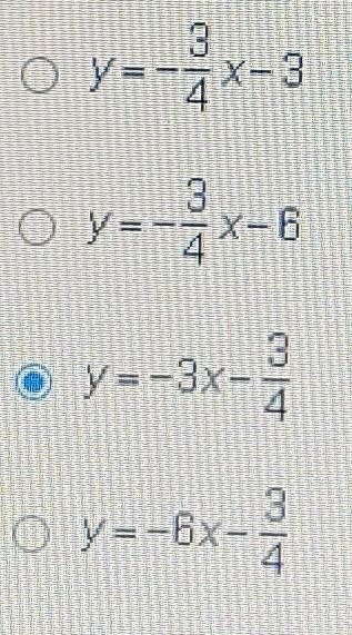 A line passes through the point (4, -6) and has a slope of 4. Which is the equation-example-1