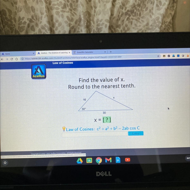 Find the value of x. Round to the nearest tenth.-example-1