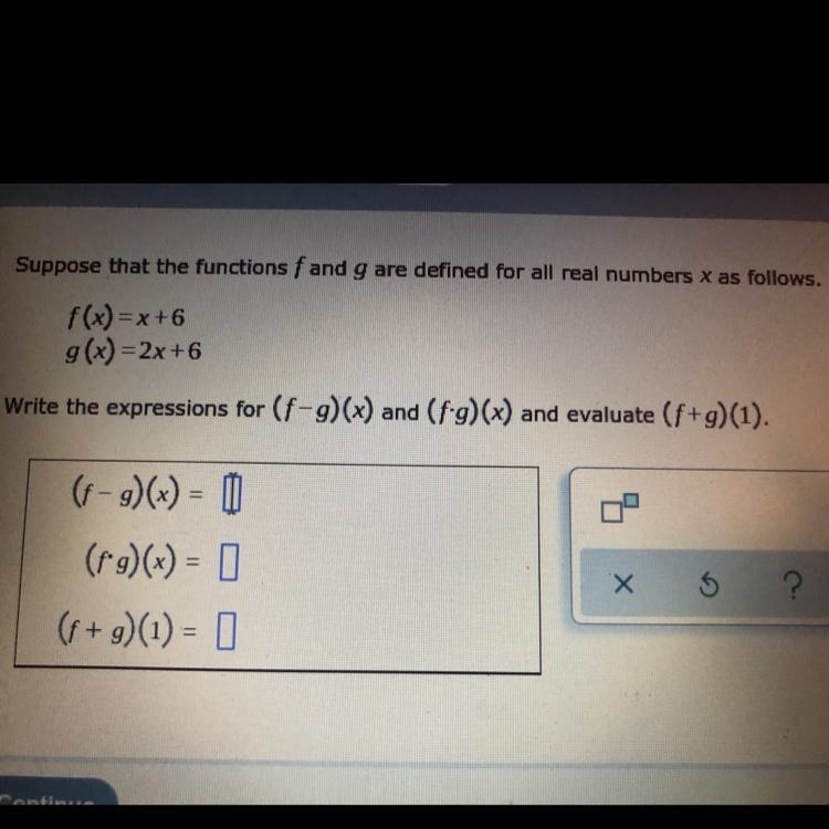 Suppose that the functions and g are defined for all real numbers x as follows. f-example-1