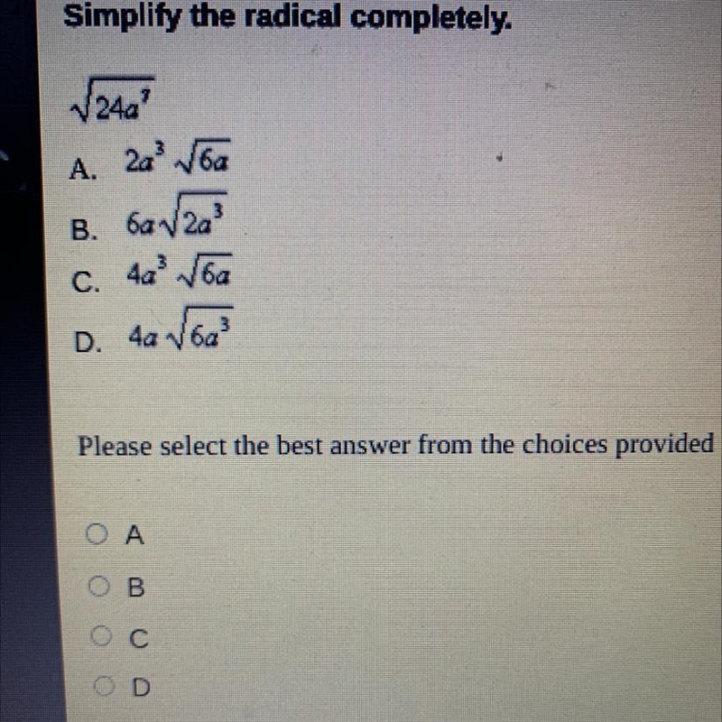 Simplify the radical completely.-example-1