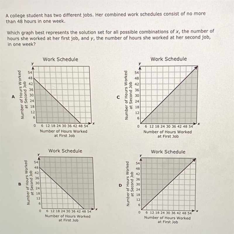 A college student has two different jobs. Her combined work schedules consist of no-example-1