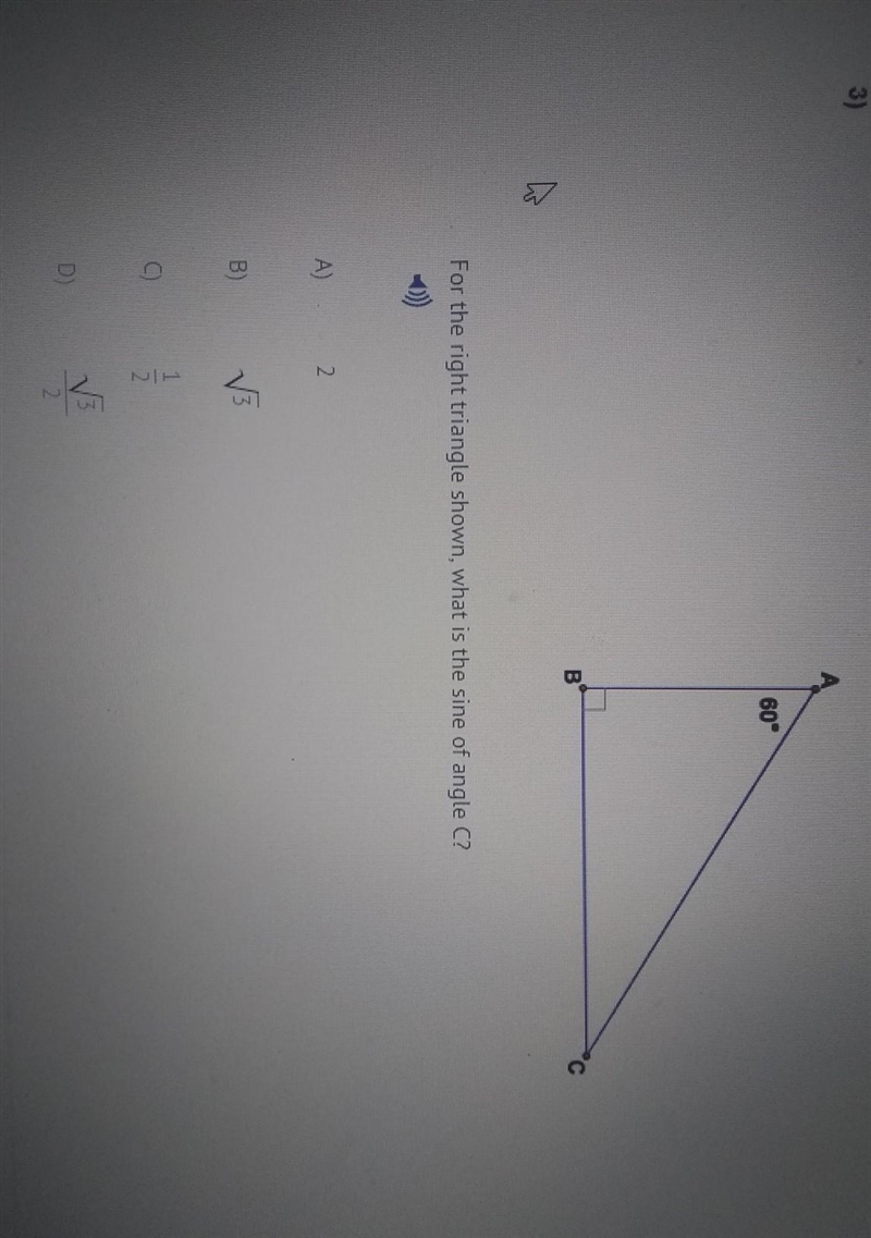 For the right triangle shown, what is the sine of angle C? ​-example-1