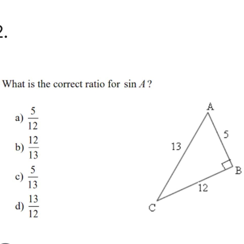 What is the correct ratio for sin A?-example-1