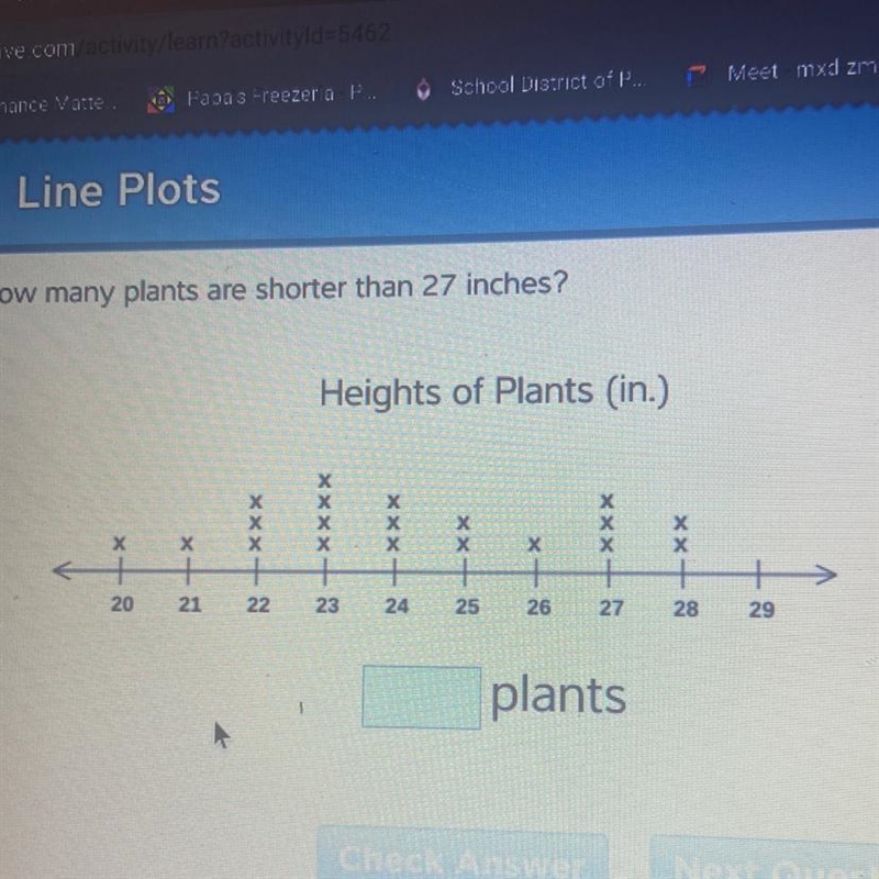 How many plants are shorter than 27 inches?-example-1