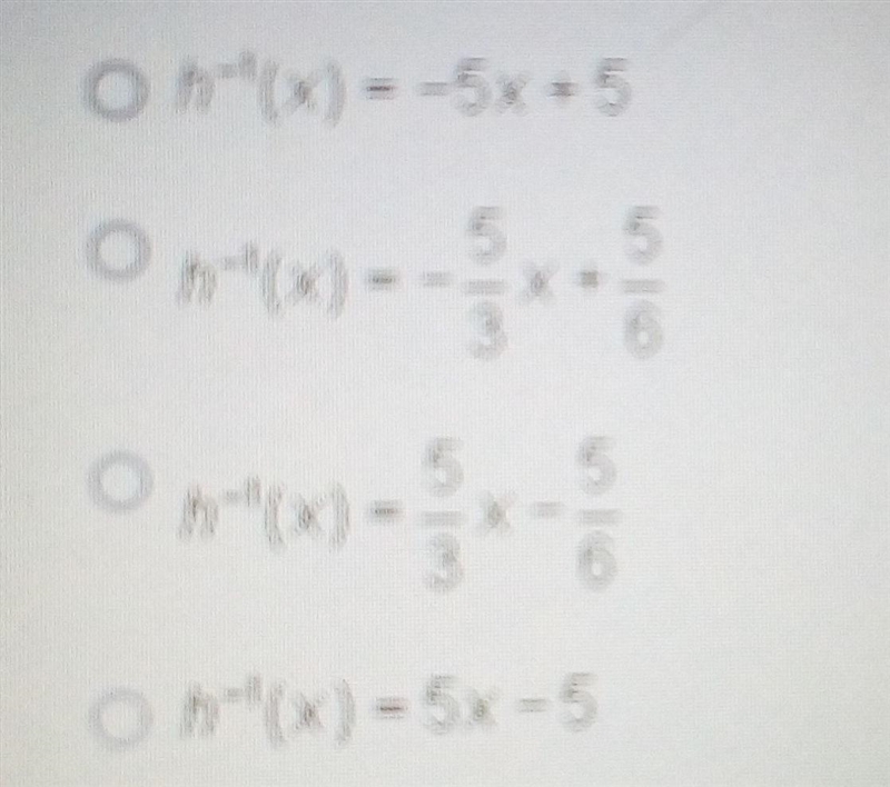 What is the inverse function of h(x)=-3/5x+1/2?​-example-1