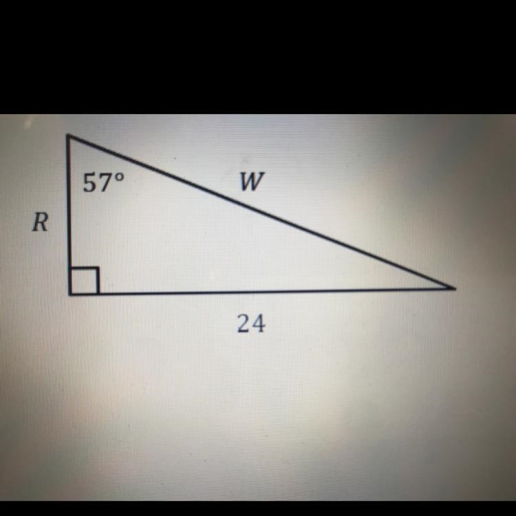 Help. Determine the unknown values, R and W, in the figure below.-example-1