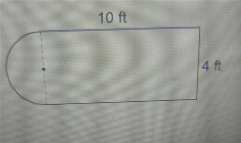 This figure consists of a rectangle and semicircle. What is the perimeter of this-example-1