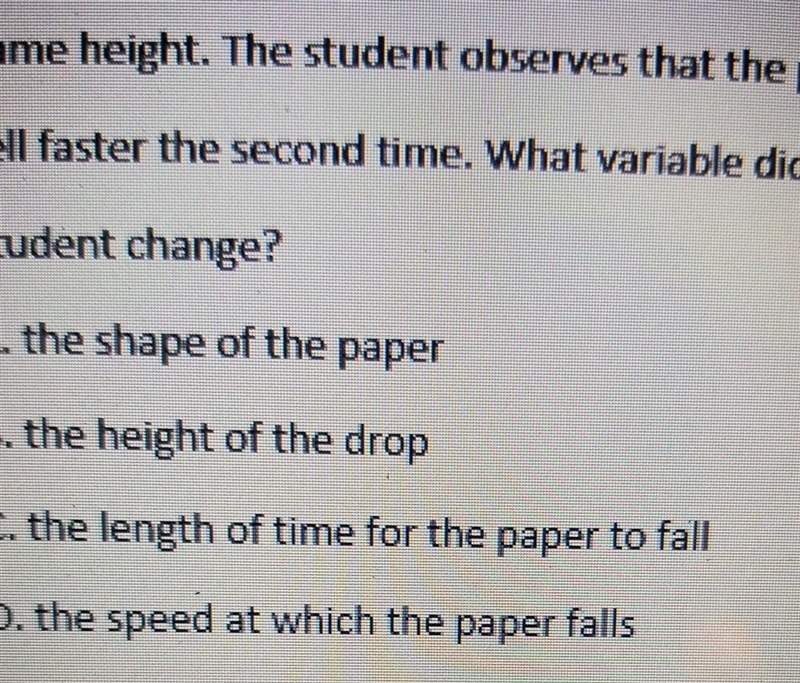 3. A student measures the time it takes for a sheet of paper to fall to the ground-example-1