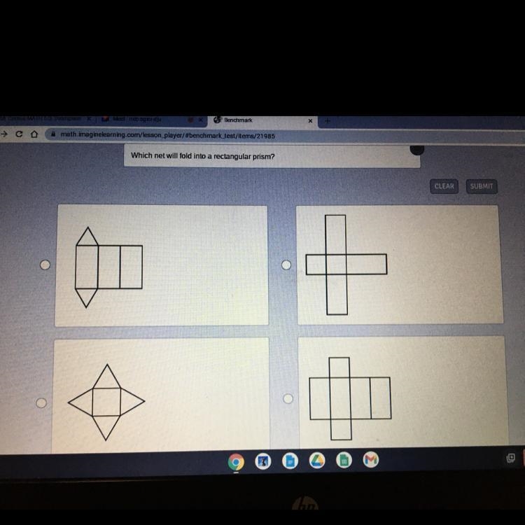 Which net will fold into a rectangular prism?-example-1