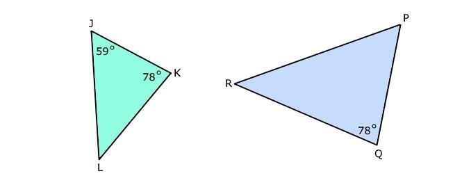 Triangle JKL is similar to triangle PQR. What is the measure of angle R? Please answer-example-1