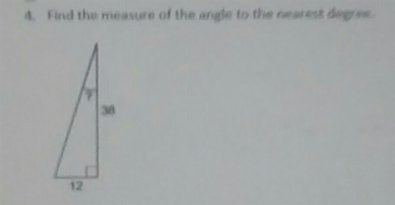 Find the measure of the angle to the nearest degree​-example-1