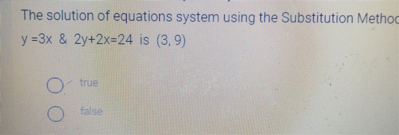 The solution of equations system using the Substitution Method y = 3x & 2y+2x-example-1