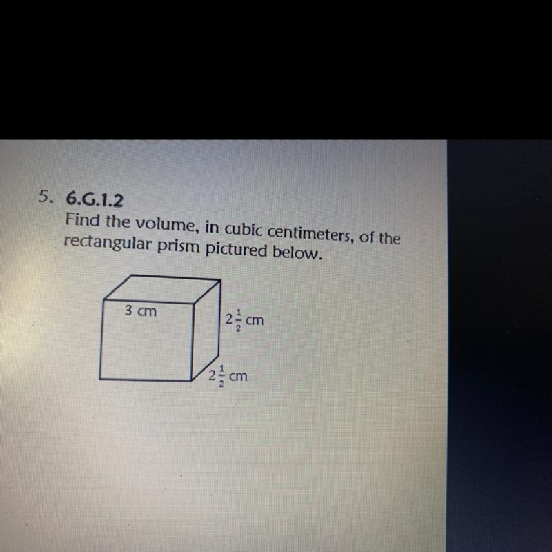 Find the volume, in cubic centimeters, of the rectangular prism pictured below.-example-1