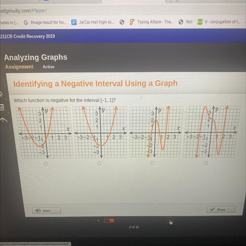 Which function is negative for the interval [1, 1]?-example-1