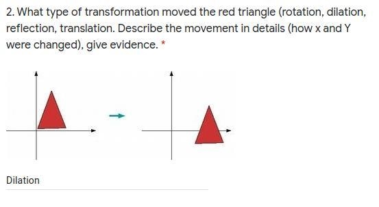 PLEASE HELP ME 10 POINTS!!!!! PLEASE What type of transformation moved the red triangle-example-1