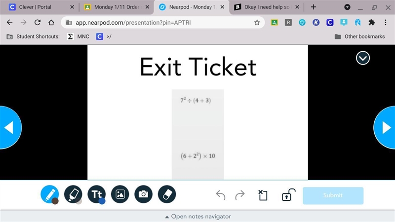 What is 7^2 divided by(4+3) What is ( 6+2^2)X 10)-example-1