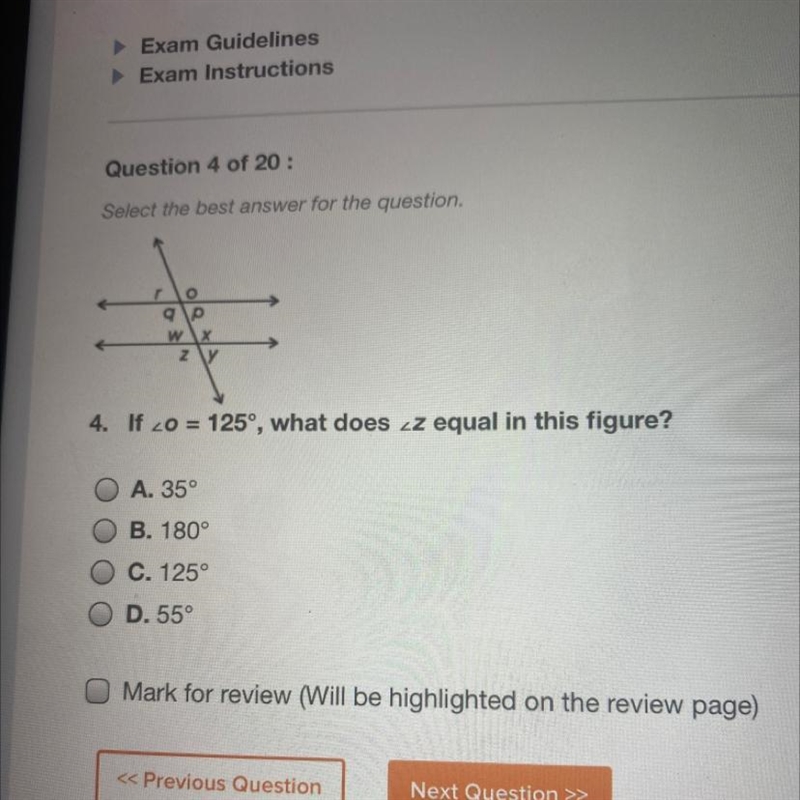 4. If A. 35 B.180 C.125 D.55-example-1