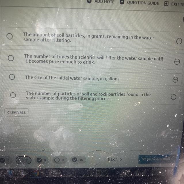 Please help me!! It’s a test!! A carbon filter is used by a scientist to filter out-example-1