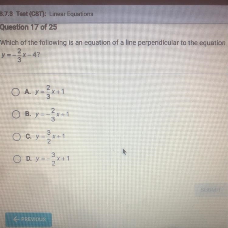 Which of the following is an equation of a line perpendicular to the equation y=-x-example-1