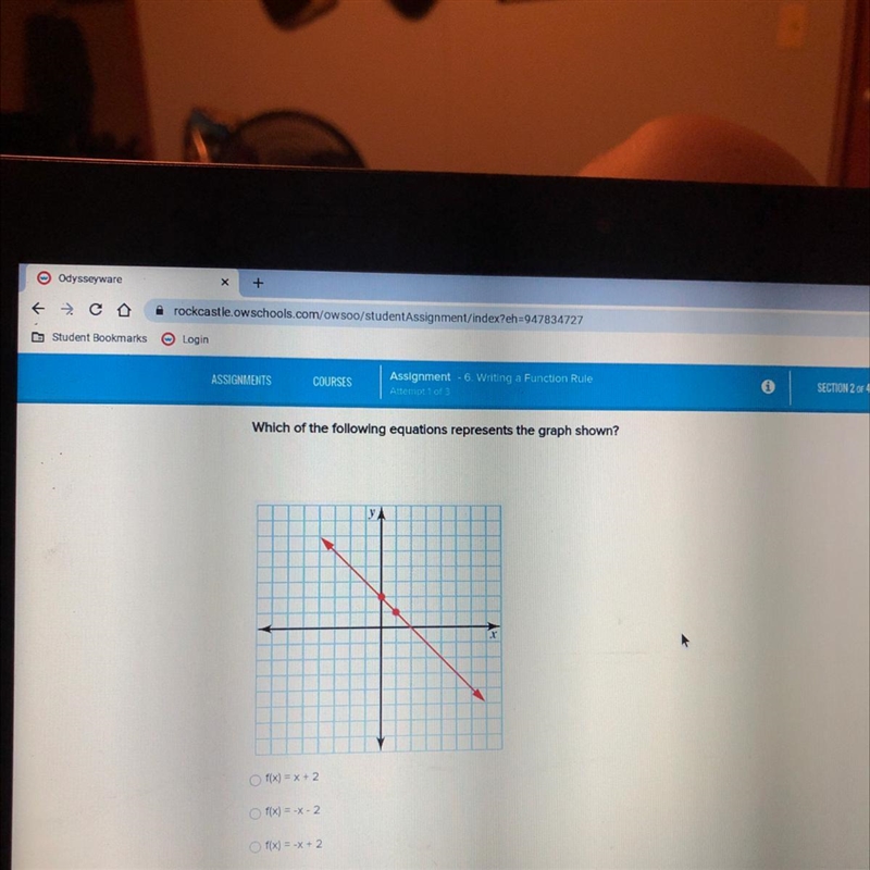 Which of the following equations represents the graph shown?-example-1