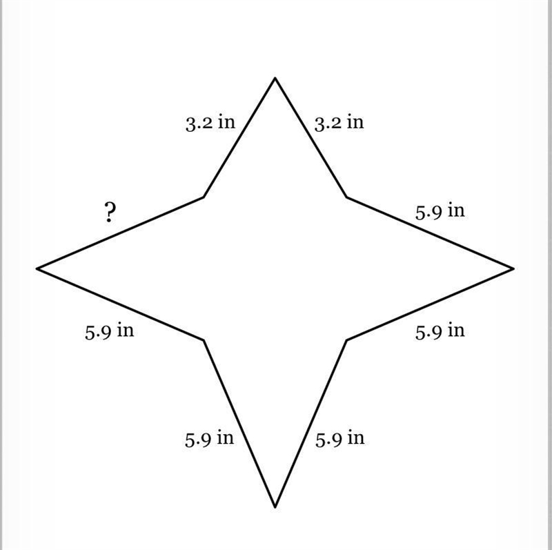 The perimeter of the figure below is 41.6 in. Find the length of the missing side-example-1