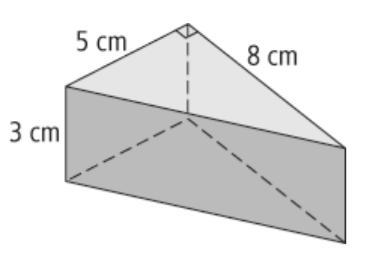 Find the volume of the right triangular prism. A) 120 cubic centimeters B) 90 cubic-example-1