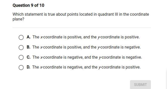 Which statement is true about points located in quadrant ||| in the coordinate plane-example-1