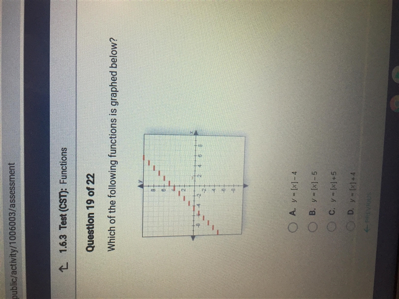 Which of the following is graphed below?-example-1