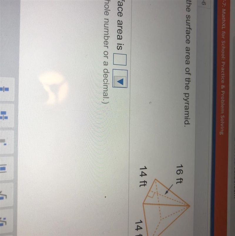 It says find the surface area of the pyramid. and the answer if the surface area is-example-1