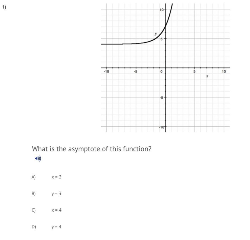 What is the asymptote of this function? A. X= 3 B. Y= 3 C. X= 4 D. Y= 4-example-1