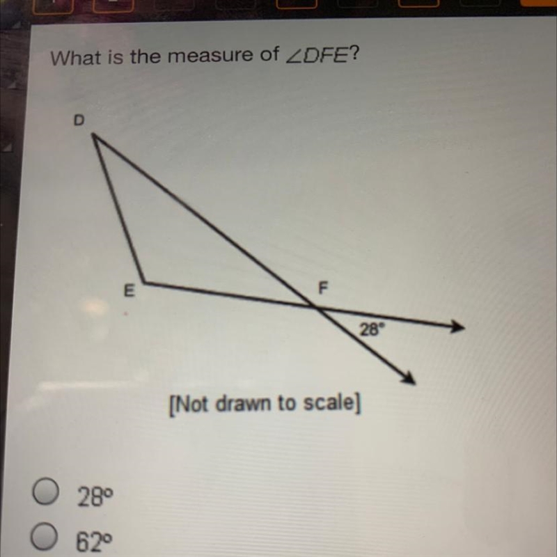 What is the measure of angle DFE?-example-1