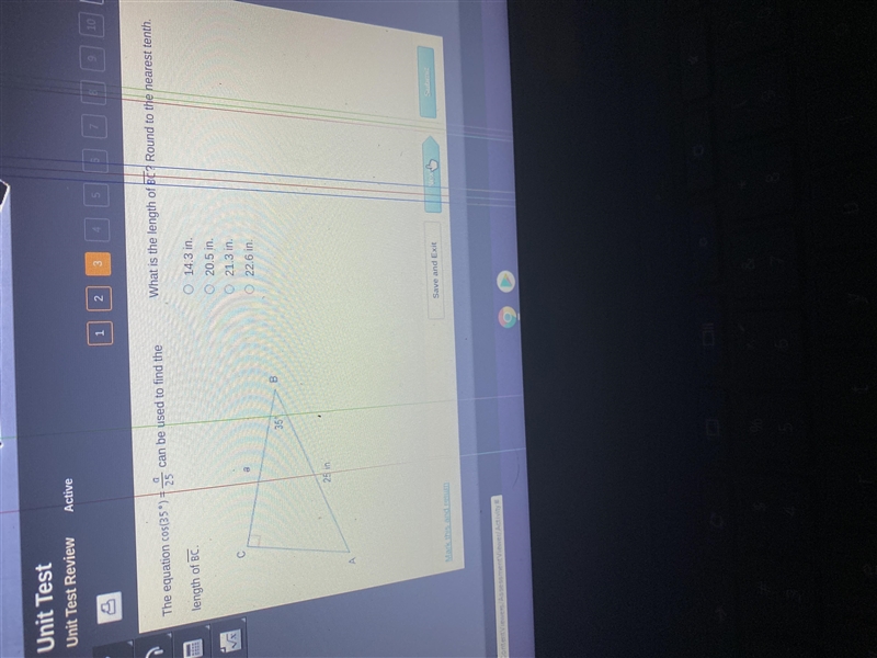 The equation cos(35•) = a/25 can be used to find the length of BC what is the length-example-1