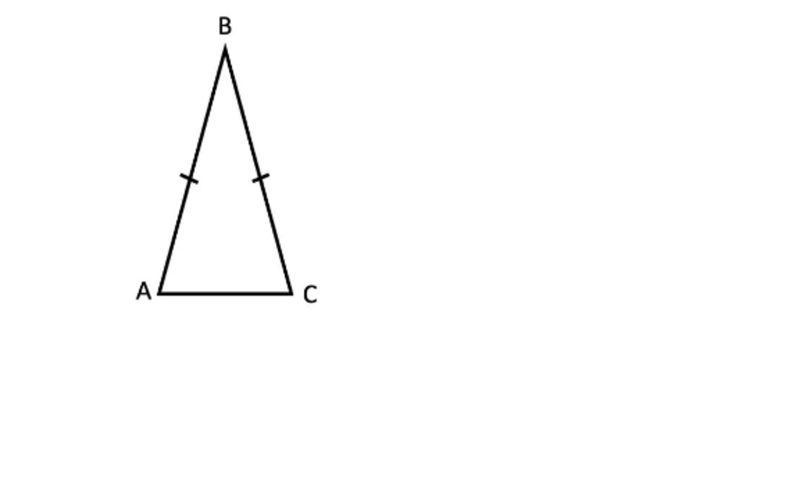 In the triangle shown, AB = 2x + 9 and BC = 5x – 12. Find the value of x.-example-1