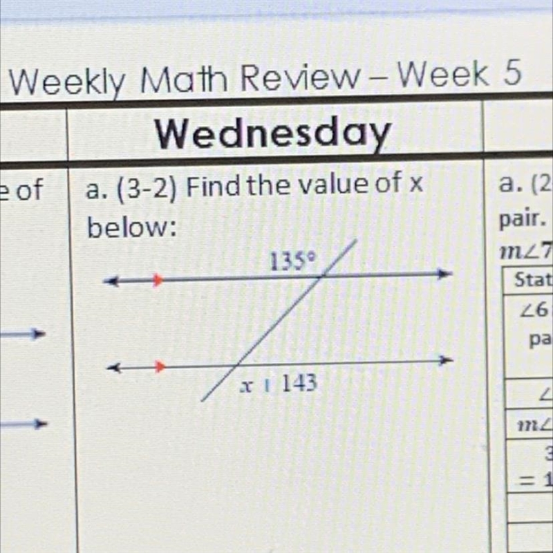 A. (3-2) Find the value of x below:-example-1