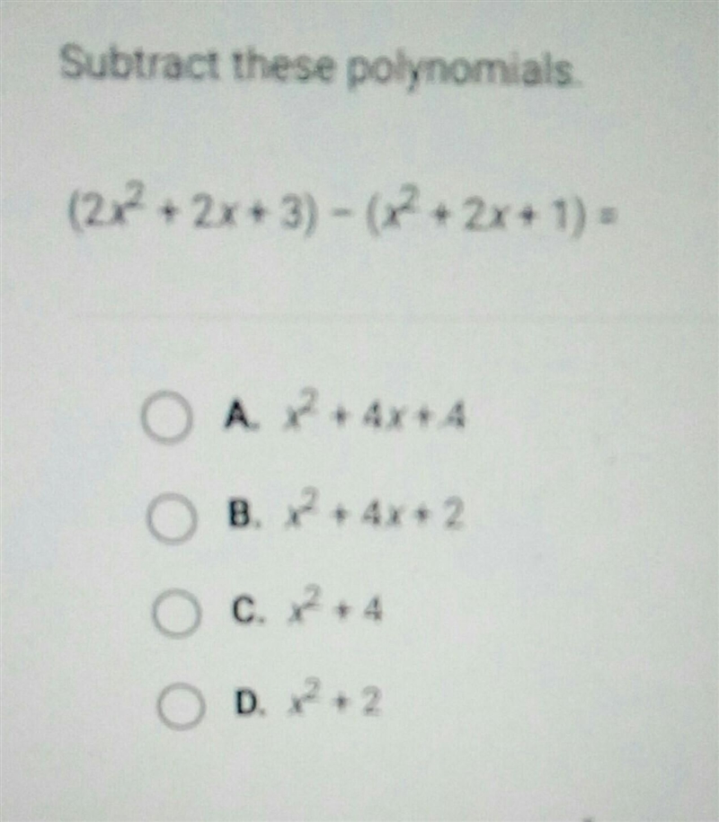 Subtract these polynomials. ​-example-1