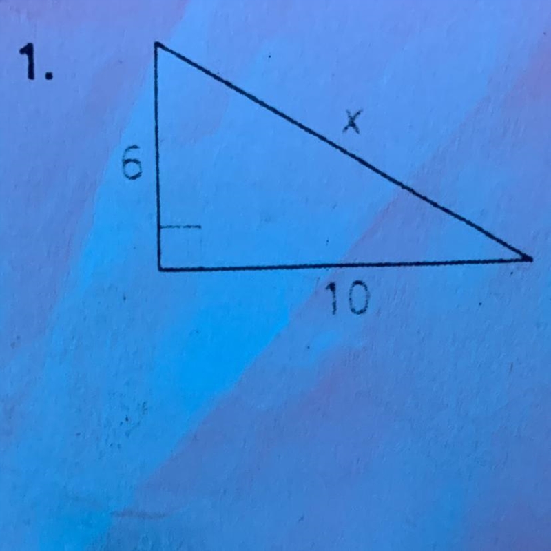 Find the value of x then tell whether the side lengths form a Pythagorean triple 6 , 10 , x-example-1