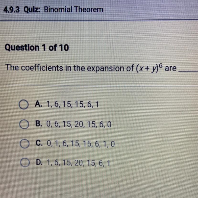 The coefficients in the expansion of (x + y) are-example-1