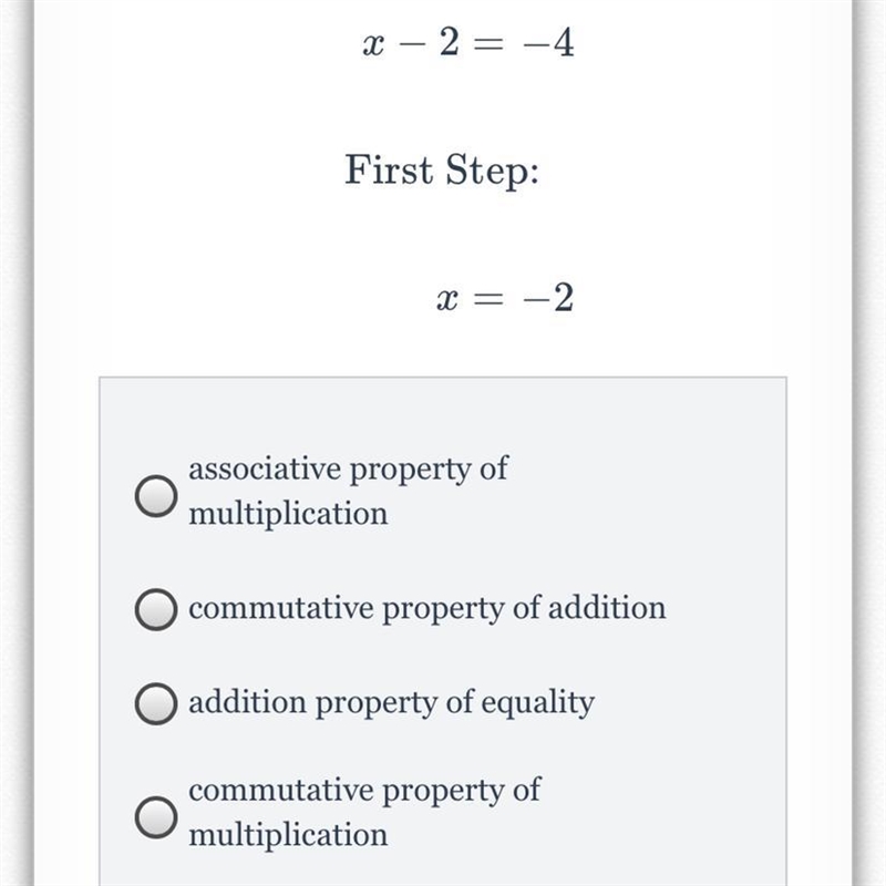 What is the property of the first step in the equation?-example-1