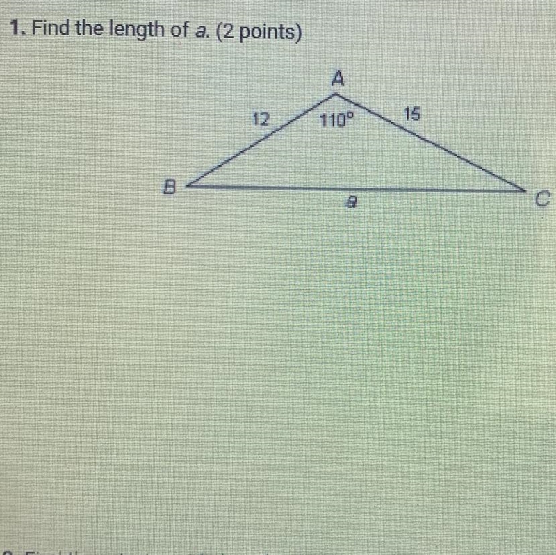 Helppp (show your work please) This question is law of cosine-example-1