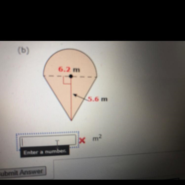 Find the area of the following figure with the indicated dimensions.use pi.-example-1