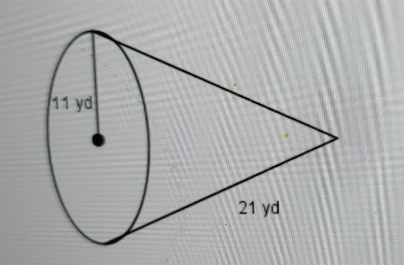 8. What is the lateral area of the cone to the nearest whole number? (1 point) A.380 yd-example-1