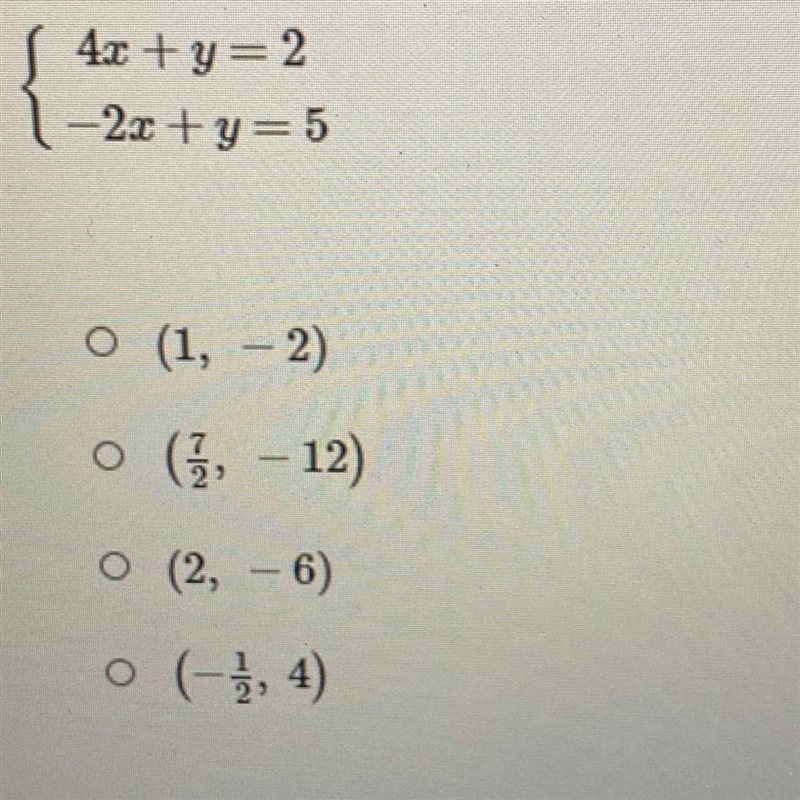 PLS HELP THANKS! Which ordered pair is a solution to the system of equations-example-1